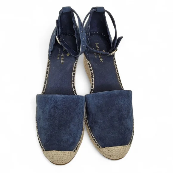 Kate Spade Polly Suede Espadrille Wedge Sandals 10B Dark Blue - Picture 2 of 12